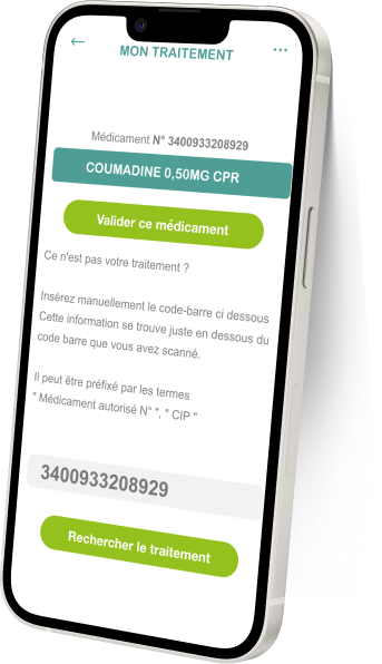 Smartphone la partie "Mon traitement" dans l'application EATSOK